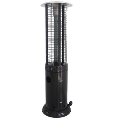 Round Commercial Glass Cylinder Patio Heater in Black with Black
